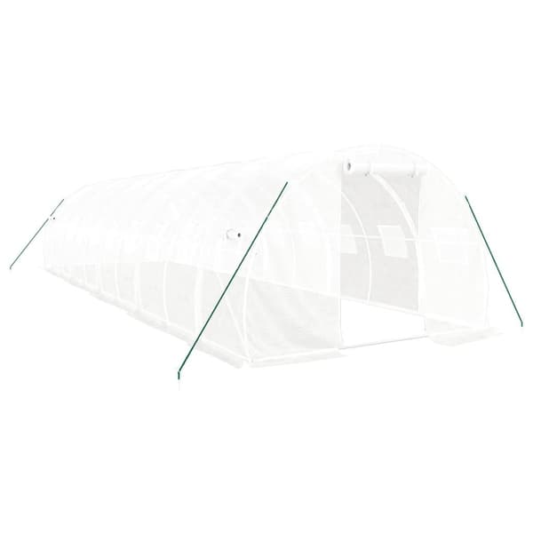 vidaXL Växthus med stålram vit 30 m² 10x3x2 m Vit