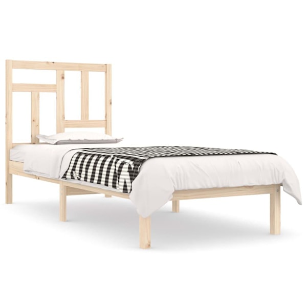vidaXL Sängram massiv furu 90x200 cm Brun