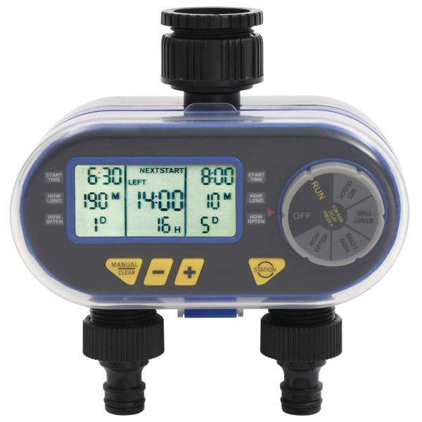 vidaXL Automatisk digital bevattningstimer med dubbelt utlopp multifärg