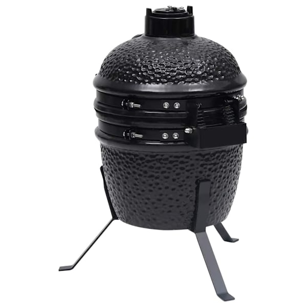 vidaXL Kamado Rökgrill 2-i-1 keramik 56 cm svart Svart