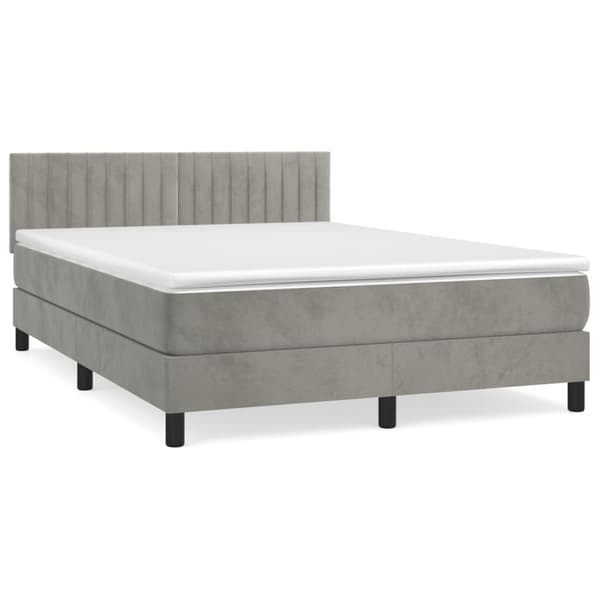 vidaXL Ramsäng med madrass ljusgrå 140x200 cm sammet Grå