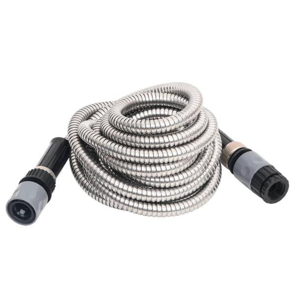 vidaXL Slang med sprutmunstycke silver 0,6" 30 m rostfritt stål Silver