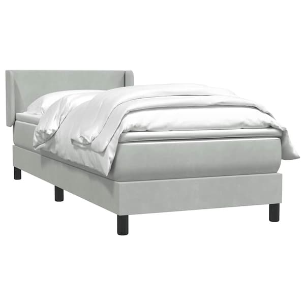 vidaXL Ramsäng med madrass ljusgrå 80x220 cm sammet Grå
