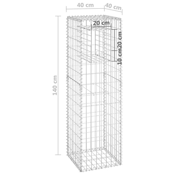 vidaXL Gabionkorgar 2 st stolpformade 40x40x140 cm järn Silver