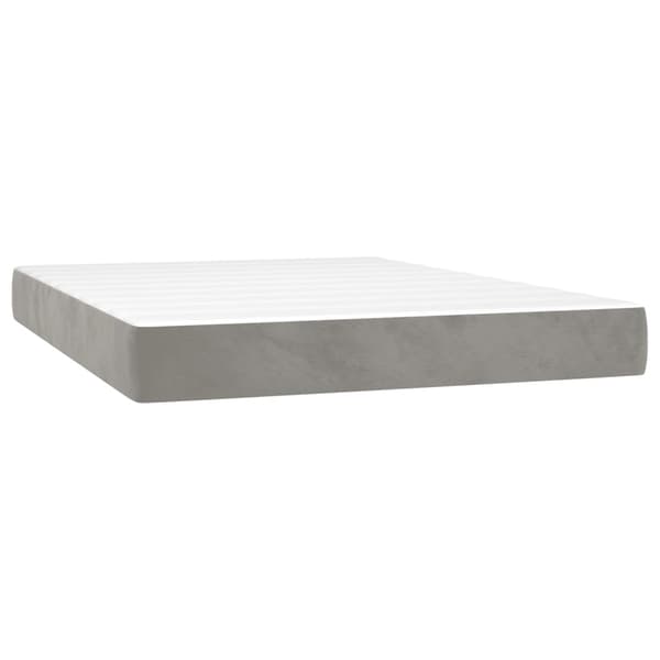 vidaXL Ramsäng med madrass ljusgrå 140x200 cm sammet Grå