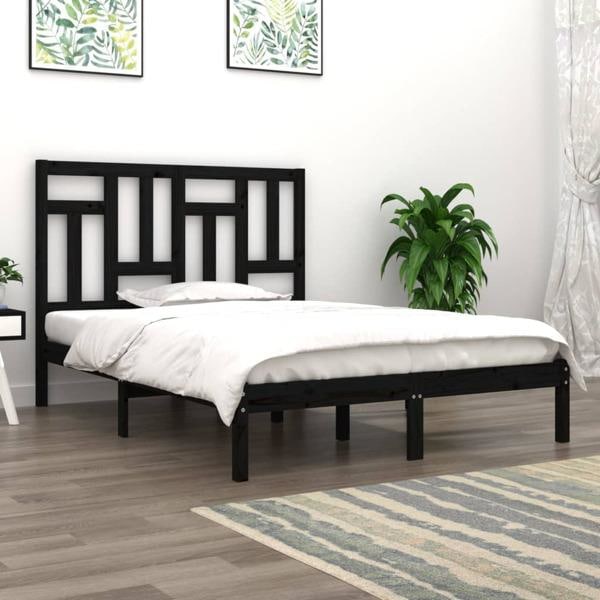 vidaXL Sängram svart massiv furu 200x200 cm Svart