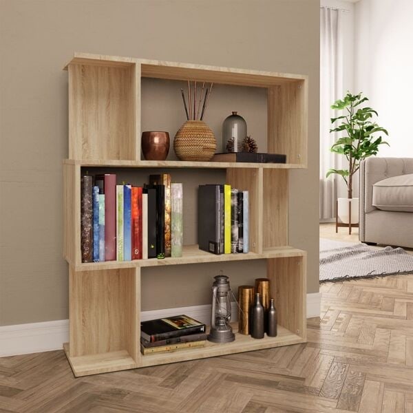vidaXL Bokhylla/Rumsavdelare sonoma-ek 80x24x96 cm konstruerat trä Brun