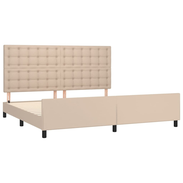 vidaXL Sängram med huvudgavel cappuccino 200x200 cm konstläder Brun