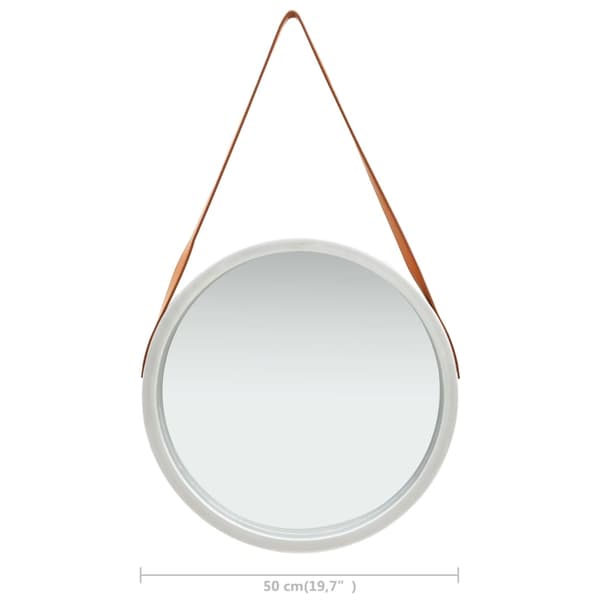 vidaXL Väggspegel med rem 50 cm silver Silver