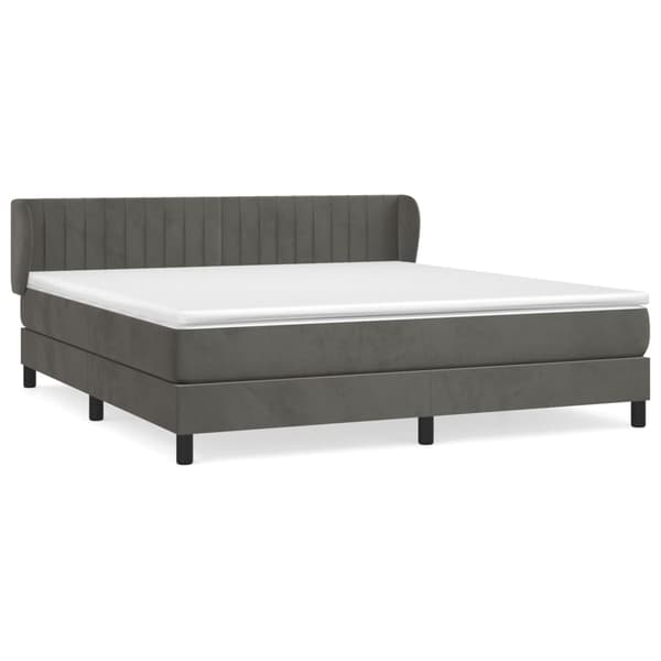 vidaXL Ramsäng med madrass mörkgrå 180x200 cm sammet Grå