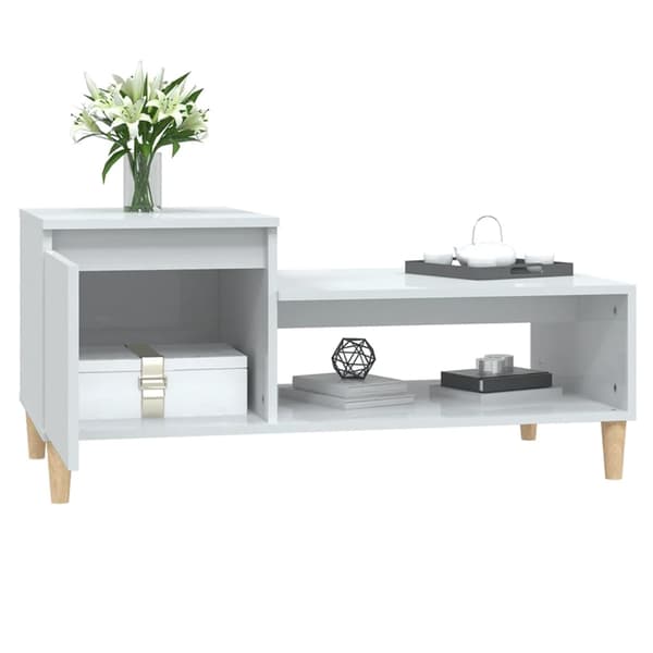 vidaXL Soffbord vit högglans 100x50x45 cm konstruerat trä Vit