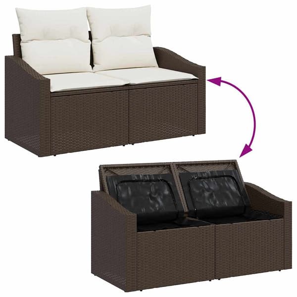 vidaXL Soffset 7 st Brun och Kräm konstrotting Brun