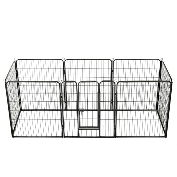 vidaXL Hundhage 8 paneler stål 80x100 cm svart Svart