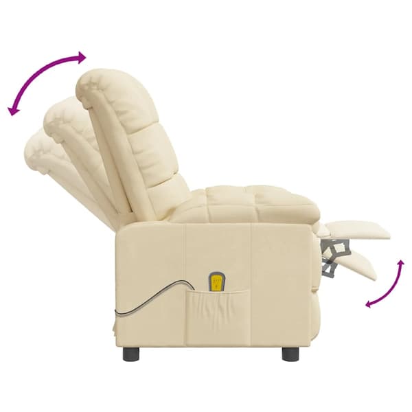 vidaXL Massagefåtölj gräddvit tyg Creme