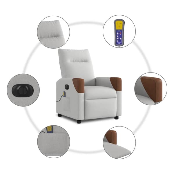 vidaXL Elektrisk massagefåtölj molngrå tyg Grå