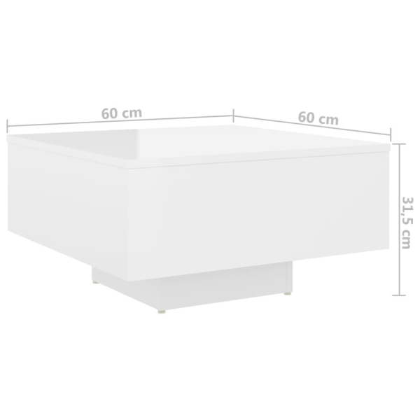 vidaXL Soffbord vit högglans 60x60x31,5 cm konstruerat trä Vit