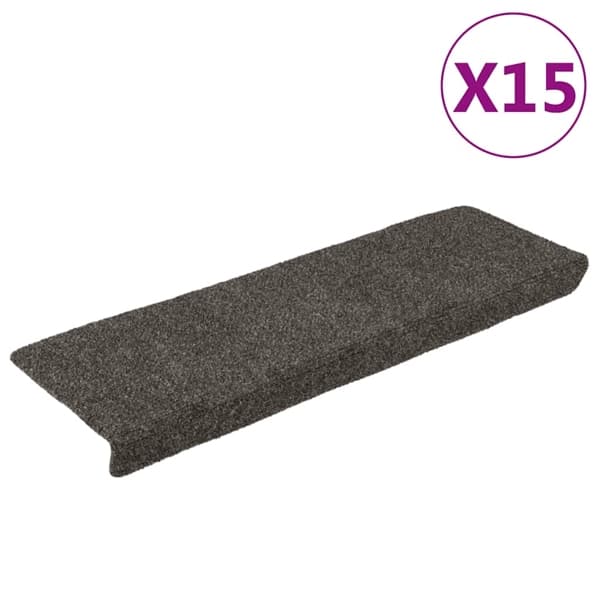 vidaXL Trappmattor självhäftande 15 st 65x21x4 cm antracit rektangulär kant grå
