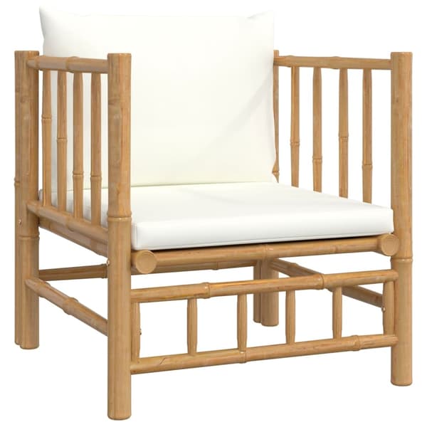 vidaXL Loungegrupp 6 delar gräddvita dynor bambu Brun