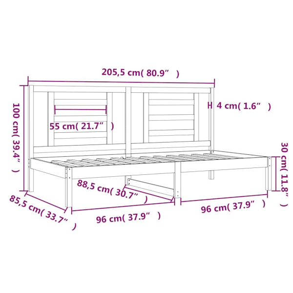 vidaXL Dagbädd 80x200 cm massiv furu Brun