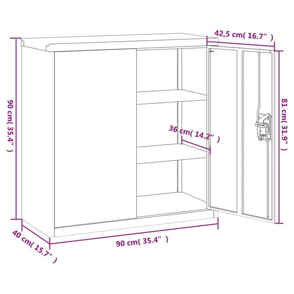 vidaXL Dokumentskåp antracit 90x40x90 cm stål Antracit