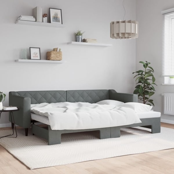 vidaXL Dagbädd utdragbar mörkgrå 80x200 cm tyg Grå
