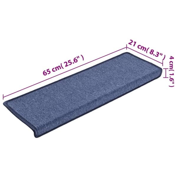 vidaXL Trappstegsmattor 15 st 65x25 cm blå Blå