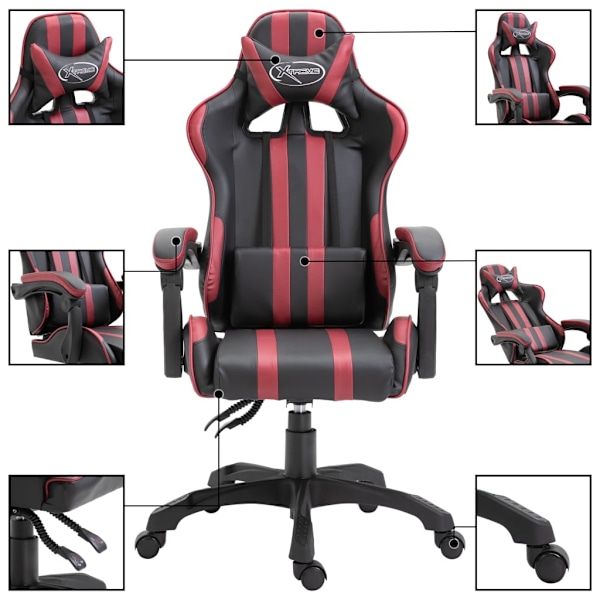 vidaXL Gamingstol vinröd konstläder Röd