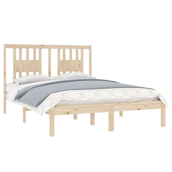vidaXL Sängram massiv furu 140x190 cm Brun