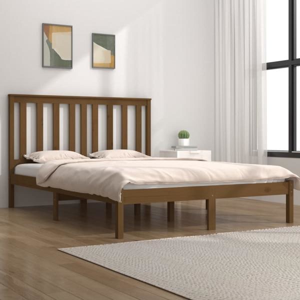 vidaXL Sängram honungsbrun massiv furu 200x200 cm Brun
