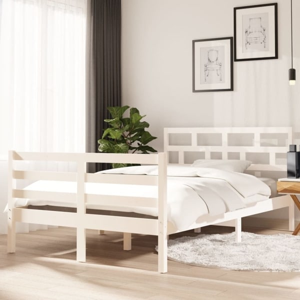 vidaXL Sängram vit massiv furu 120x200 cm enkelsäng Vit