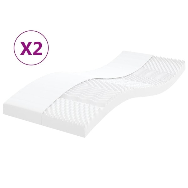 vidaXL Skummadrasser 2 st vit 90x190 cm 7-zoner hårdhet 20 ILD Vit