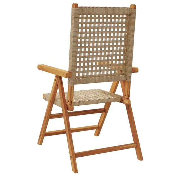 vidaXL Fällbara fåtöljer 6 st beige polyrotting och massivt trä Beige