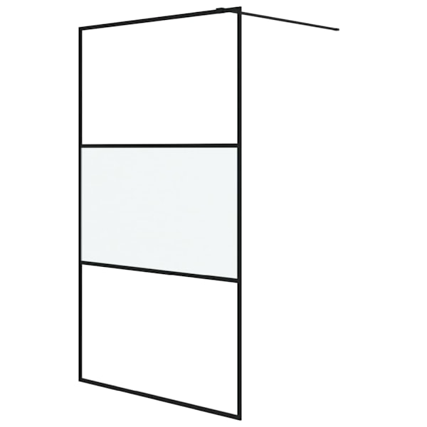 vidaXL Duschvägg svart 115x195 cm halvfrostat ESG-glas Svart