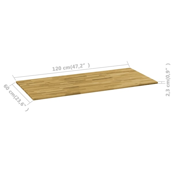 vidaXL Bordsskiva massivt ekträ rektangulär 23 mm 120x60 cm Brun