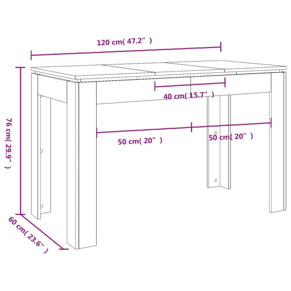 vidaXL Matbord vit högglans 120x60x76 cm konstruerat trä Vit