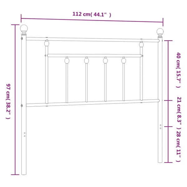 vidaXL Huvudgavel metall vit 107 cm Vit