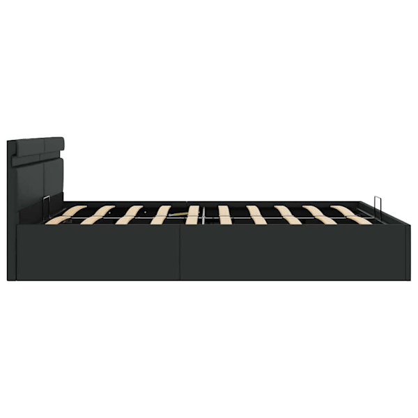 vidaXL Sängram hydraulisk förvaring LED svart konstläder 180x200 cm Svart