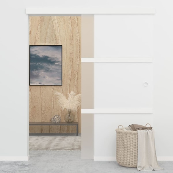 vidaXL Skjutdörr med mjukstopp ESG-glas och aluminium 90x205 cm Silver