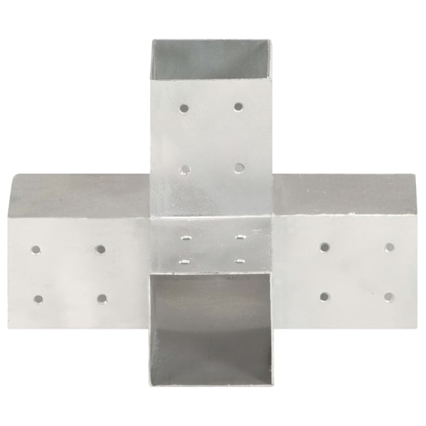 vidaXL Stolpbeslag 4 st X-form galvaniserad metall 81x81 mm Silver
