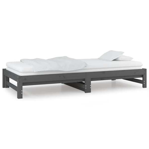 vidaXL Utdragbar dagbädd grå 2x(90x200) cm massiv furu Grå