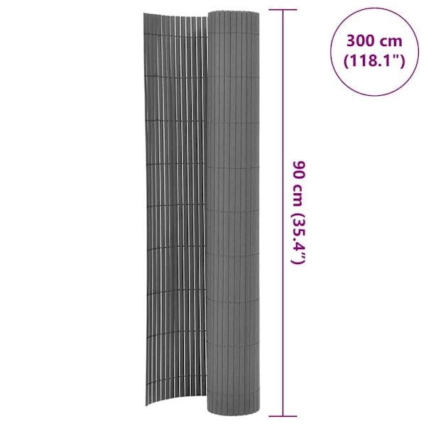 vidaXL Dubbelsidigt insynsskydd PVC 90x300 cm grå Grå