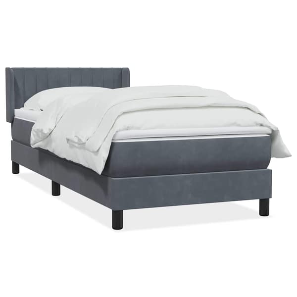 vidaXL Ramsäng med madrass mörkgrå 80x210 cm sammet Grå