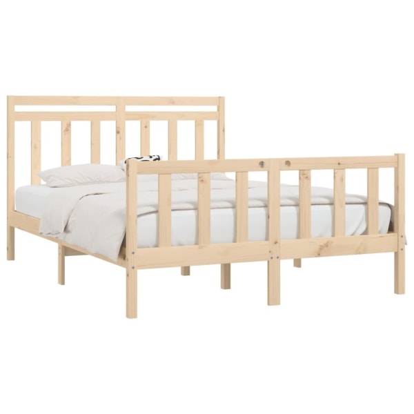 vidaXL Sängram massiv furu 150x200 cm Brun