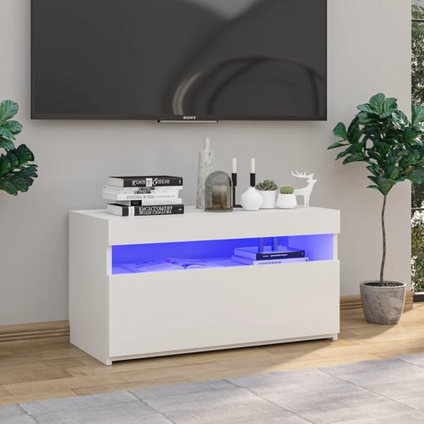 vidaXL Tv-bänk med LED-belysning vit 75x35x40 cm Vit