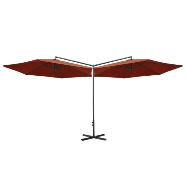 vidaXL Dubbelt parasoll med stålstång terrakotta 600 cm Brun
