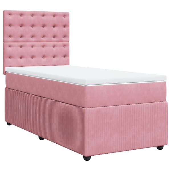 vidaXL Ramsäng med madrass rosa 90x190 cm sammet Rosa