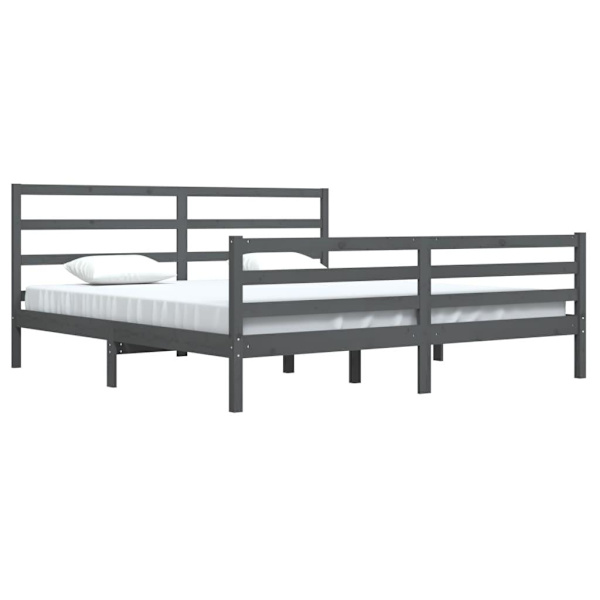 vidaXL Sängram grå massiv furu 200x200 cm Grå