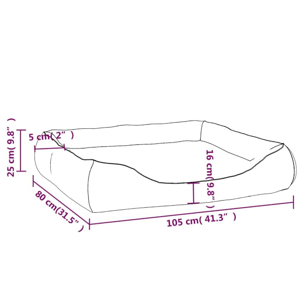 vidaXL Hundbädd brun 105x80x25 cm konstläder Brun