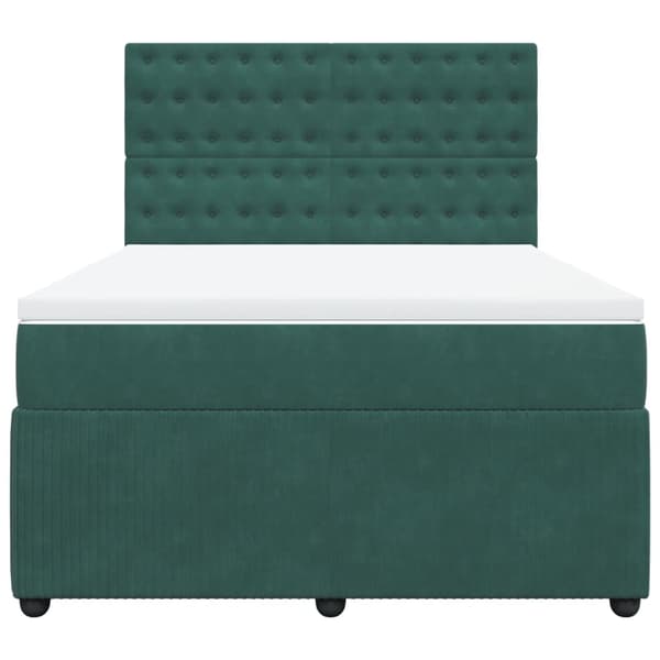 vidaXL Ramsäng med madrass mörkgrön 140x190 cm sammet Grön