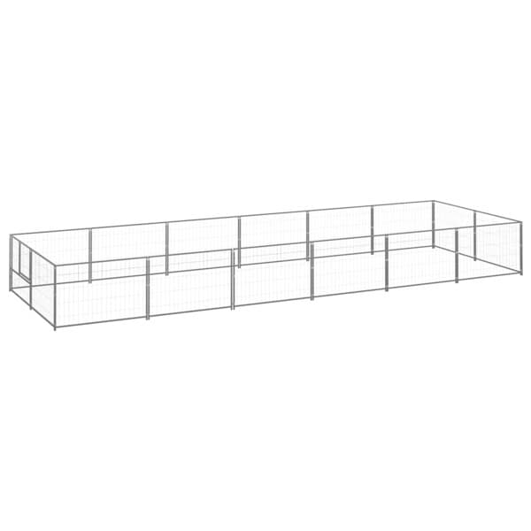 vidaXL Hundgård silver 12 m² stål Silver